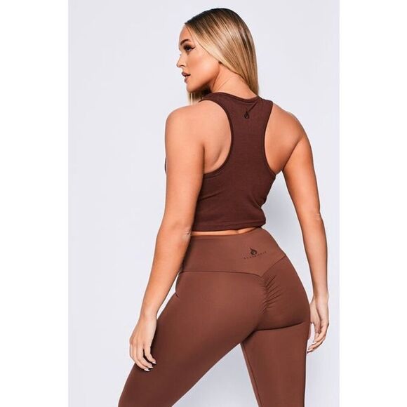 New Ryderwear Adapt Twist Cropped Tank Athleisure‎ Chocolate Brown Large - Picture 2 of 14